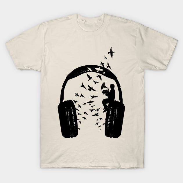 Headphone Gramophone T-Shirt by barmalisiRTB